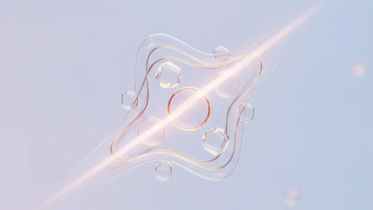 Representação abstrata de tecnologia avançada para rejuvenescimento celular íntimo