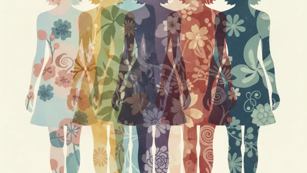Ilustração da diversidade e individualidade do corpo feminino, destacando que não há um padrão único de normalidade para a anatomia íntima, aspecto importante para quem busca a ninfoplastia.